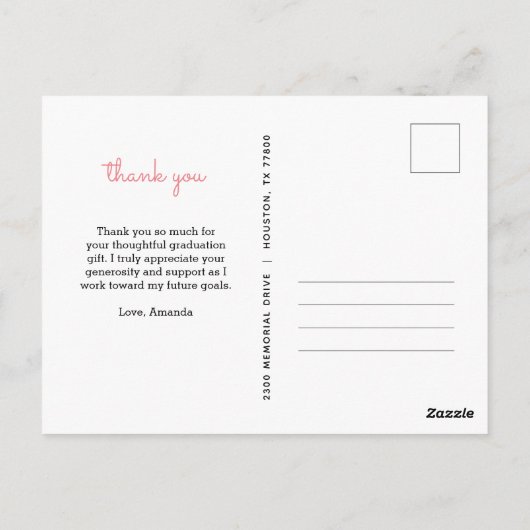 Modern 6 Photo Collage Graduation Thank You Postkarte (Rückseite)