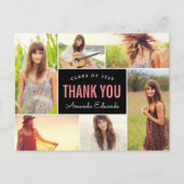 Modern 6 Photo Collage Graduation Thank You Postkarte (Vorderseite)