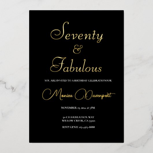 Modern 70 and Fabulous 70th Birthday Party Folieneinladung (Vorderseite)