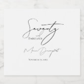 Modern 70 and Fabulous 70th Birthday Party  Schaumweinetikett (Einzelnes Label)