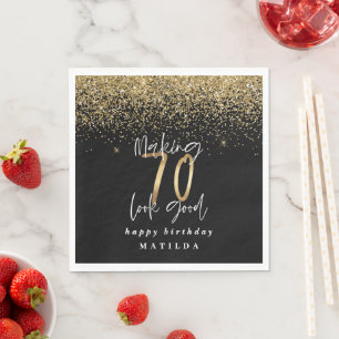 Modern 70. Geburtstag Typografie Gold Glitzer Part Serviette