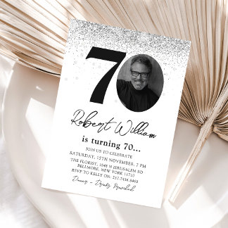 Modern 70. Geburtstagsparty Foto Einladung
