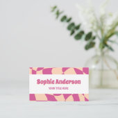 Modern 70s Retro Pink Wavy with QR Code Visitenkarte (Stehend Vorderseite)