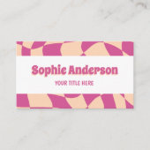 Modern 70s Retro Pink Wavy with QR Code Visitenkarte (Vorderseite)