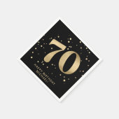 Modern 70th Seventy Birthday | Gold Black Glitter Serviette (Ecke)