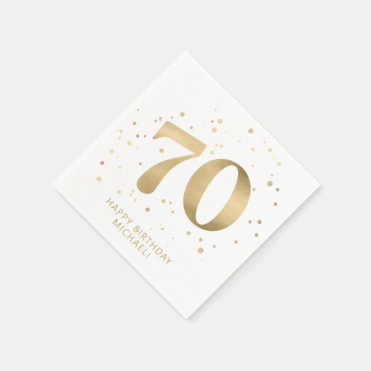 Modern 70th Seventy Birthday | Gold Glitter Serviette (Ecke)