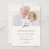 Modern 75th Wedding Anniversary with Photo Einladung (Vorderseite)