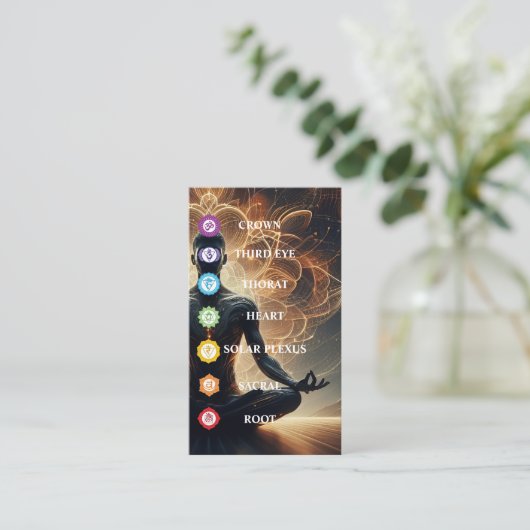 Modern 7 Chakras Symbol Visitenkarte (Stehend Vorderseite)