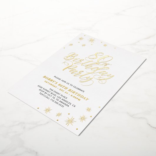 Modern 80th Birthday Party Real Foil Invitation Folieneinladung (Gedreht)
