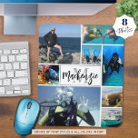 Modern 8-Collage Monogram Name Custom Mousepad<br><div class="desc">Erstellen Sie Ihr eigenes personalisiertes, benutzerdefiniertes Farbmousepad mit diesem einfach hochzuladenden Foto-Collage-Template, das 8 Foto in verschiedenen Größen und Formen sowie ein Monogramm und einen Namen in Ihrer Auswahl von Schriftart-Stilen und allen Farben enthält (mit einem modernen handgeschriebenen Skriptnamen und einem klassischen Monogramm in Schwarz und Grau auf Weiß dargestellt)....</div>