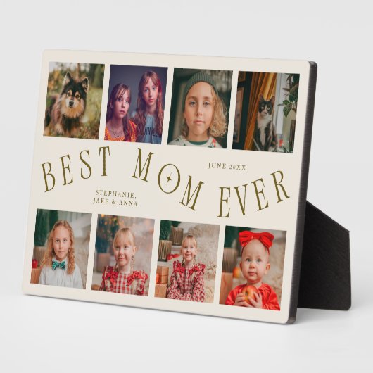 Modern 8 Photo Collage Best Mom Ever Cream Fotoplatte (Seite)