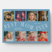 Modern 8 Photo Collage Best Mom Ever Denim Blue Fotoplatte (Vorderseite)