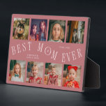 Modern 8 Photo Collage Best Mom Ever Pink Fotoplatte<br><div class="desc">Modern and minimal mother's day photo keepsake plaque featuring 8 photos with a curvy typography text that says "best mom ever." The color is pink.</div>