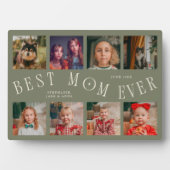 Modern 8 Photo Collage Best Mom Ever Sage Green Fotoplatte (Vorderseite)