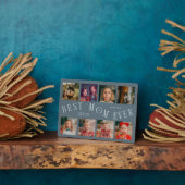 Modern 8 Photo Collage Best Mom Ever Slate Blue Fotoplatte (Seite)