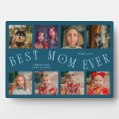 Modern 8 Photo Collage Best Mom Ever Teal Fotoplatte (Vorderseite)
