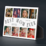 Modern 8 Photo Collage Best Mom Ever White Fotoplatte<br><div class="desc">Modern and minimal mother's day photo keepsake plaque featuring 8 photos with a curvy typography text that says "best mom ever." The color is white.</div>