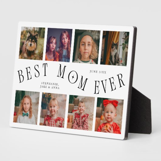Modern 8 Photo Collage Best Mom Ever White Fotoplatte (Seite)