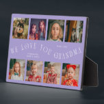 Modern 8 Photo Grid Love You Grandma Lilac Fotoplatte<br><div class="desc">Modern and minimal keepsake photo plaque to gift it to a grandmother featuring 8 photos with a curvy typography text that says "we love you grandma." The color is lilac.</div>
