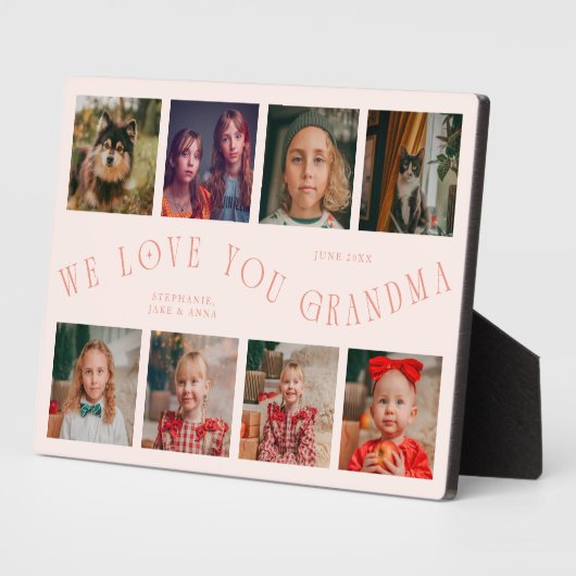 Modern 8 Photo Grid Love You Grandma Peach Fotoplatte (Seite)