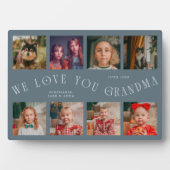 Modern 8 Photo Grid Love You Grandma Slate Blue Fotoplatte (Vorderseite)