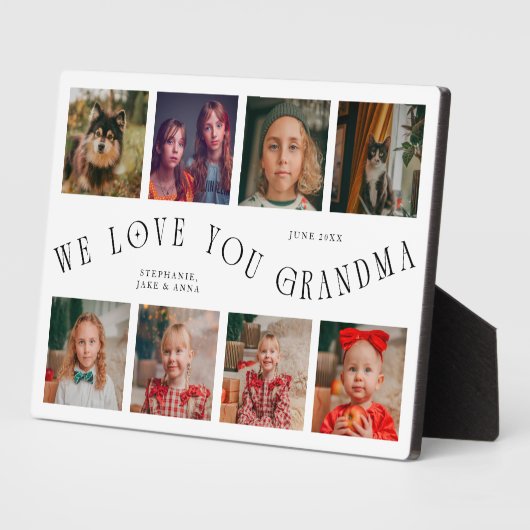 Modern 8 Photo Grid Love You Grandma White Fotoplatte (Seite)