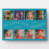 Modern 8 Photo Grid Love You Grandpa Aqua Blue Fotoplatte (Vorderseite)