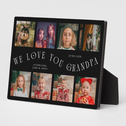 Modern 8 Photo Grid Love You Grandpa Black Fotoplatte (Seite)