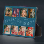 Modern 8 Photo Grid Love You Grandpa Teal Fotoplatte<br><div class="desc">Modern and minimal keepsake photo plaque to gift it to a grandfather featuring 8 photos with a curvy typography text that says "we love you grandpa." The color is teal.</div>