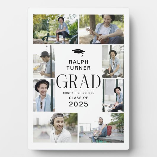 Modern 9 Foto Collage GRAD Keepake Geschenk Fotoplatte (Vorderseite)