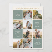 Modern 9 Photo Collage Sage Green Bridal Shower Einladung (Vorderseite)