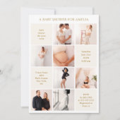 Modern 9 Photo Collage White Ivory Baby Shower Einladung (Vorderseite)