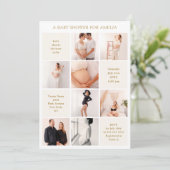 Modern 9 Photo Collage White Ivory Baby Shower Einladung (Stehend Vorderseite)