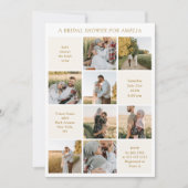 Modern 9 Photo Collage White Ivory Bridal Shower Einladung (Vorderseite)