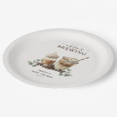 Modern 'a Baby is Brewing' Coffee Baby Shower Pappteller (Schrägansicht)