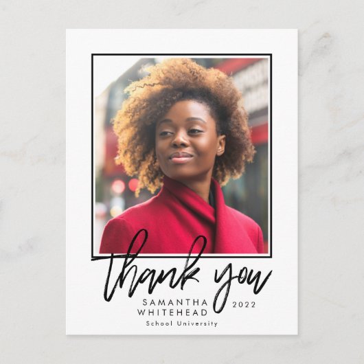 Modern Abschluss 2022 Foto White Vielen Dank Postkarte (Vorderseite)