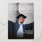 Modern-Abschluss-Fotovorlage Gold Folieneinladung (Rückseite)