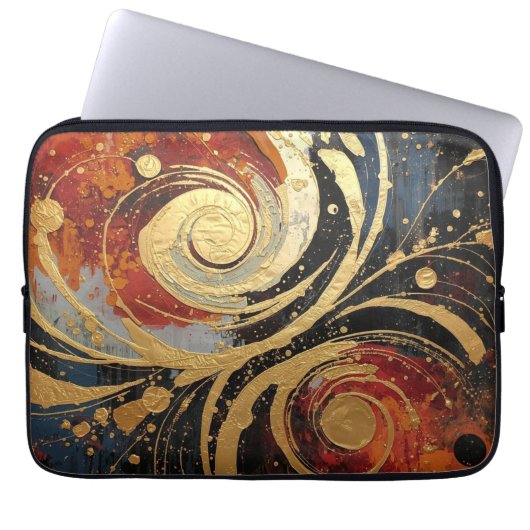 Modern Abstract Art Black Gold Design Laptopschutzhülle (Vorderseite)