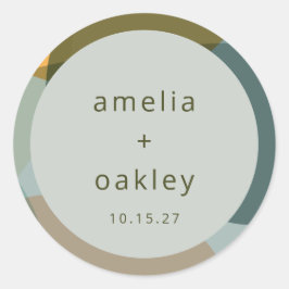 Modern Abstract Art Green Sage Teal Custom Wedding Runder Aufkleber