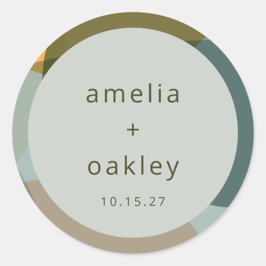 Modern Abstract Art Green Sage Teal Custom Wedding Runder Aufkleber (Vorderseite)