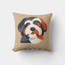 Modern Abstract Bernedoodle Portrait - Geometric T Kissen