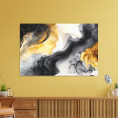 Modern Abstract Black and Gold Marble Leinwanddruck (Insitu (Wohnzimmer))