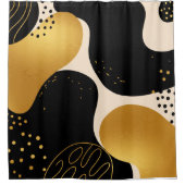 Modern Abstract Black and Gold Organic Pattern Duschvorhang (Vorderseite)