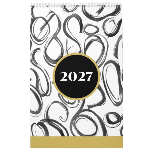 Modern Abstract Black Gold 2027 Wall Calendar Kalender (Titelbild)