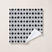 Modern Abstract Black Polka Dots on Silver Gray Badhandtuch Set (Waschlappen)
