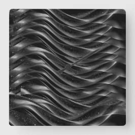 Modern Abstract Black Waves Wall Clock – Quadratische Wanduhr