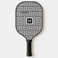 Modern Abstract Black White Custom Monogram Name