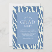 Modern abstract Blue & Cream Pattern graduation Einladung (Vorderseite)