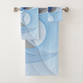 Modern Abstract Blue Gray Fractal Art Graphic Badhandtuch Set