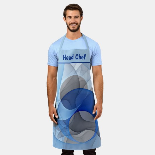 Modern Abstract Blue Gray Fractal Art Graphic Schürze (Getragen)